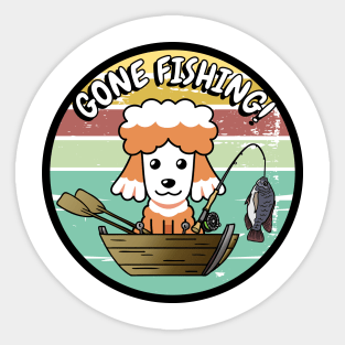 Cute brown dog has gone fishing Sticker